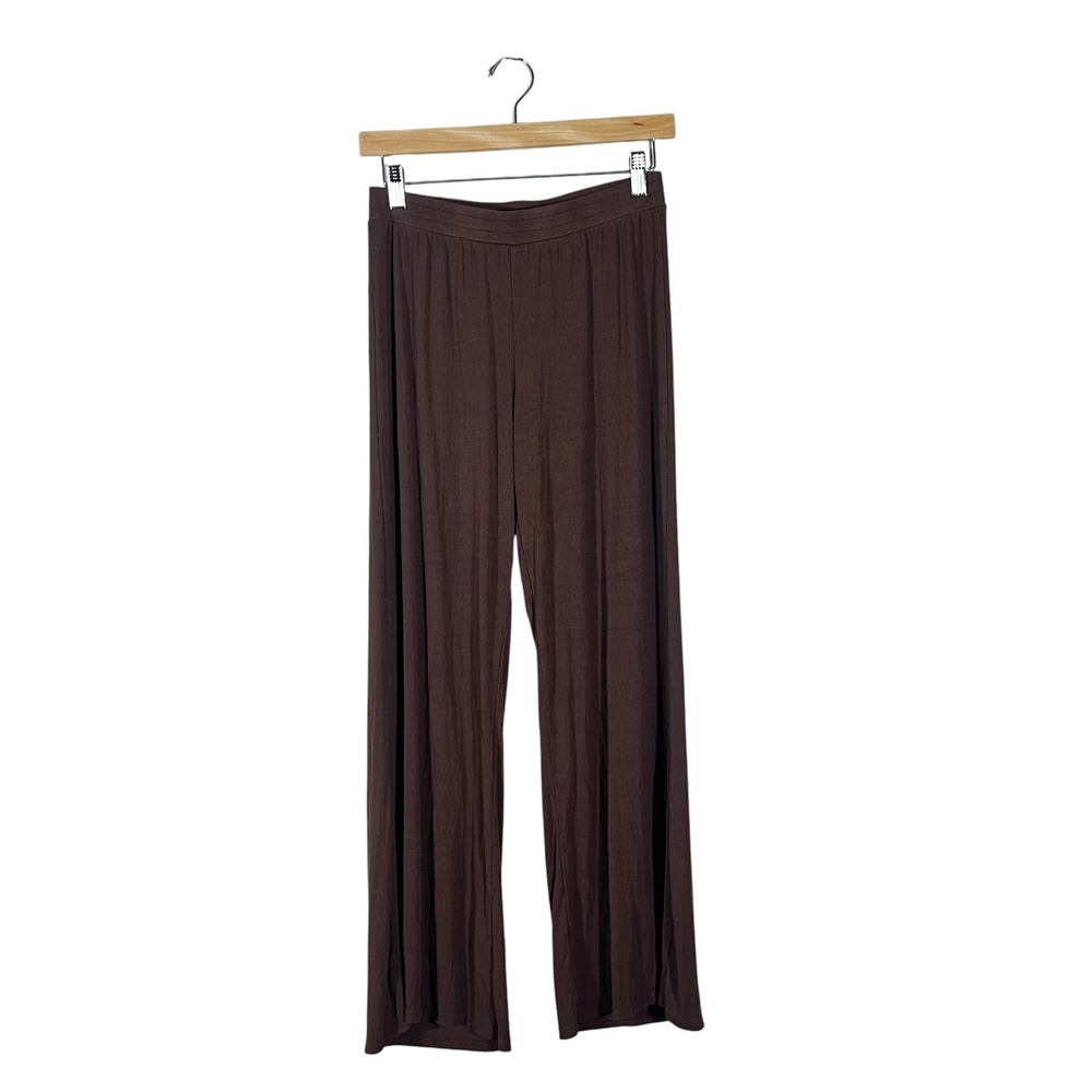 Freckled Poppy Ribbed Solid Wide Leg Pants Brown Boho High Waist Size M